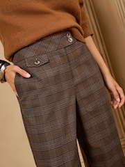 Love & Roses X Binky Chocolate Brown Check Pocket Detail Wide Leg Trousers - Image 2 of 5