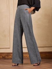Love & Roses Grey Petite Side Stripe Check Trousers - Image 1 of 5