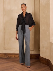 Love & Roses Grey Petite Side Stripe Check Trousers - Image 3 of 5