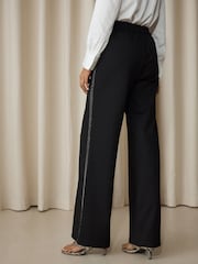 Black Sparkle Side Stripe Straight Leg Trousers - Image 4 of 8