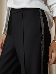 Black Sparkle Side Stripe Straight Leg Trousers - Image 5 of 8