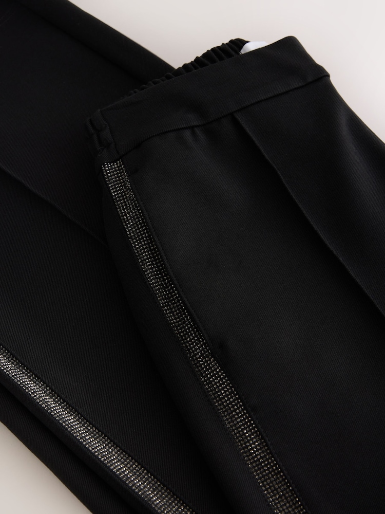 Black Sparkle Side Stripe Straight Leg Trousers - Image 8 of 8 Black Sparkle Side Stripe Straight Leg Trousers - Image 8 of 8