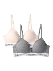 Calvin Klein Grey/Pink Triangle Bras 2 Pack - Image 2 of 3