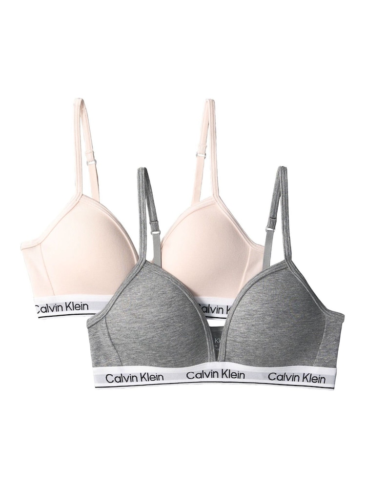 Calvin Klein Grey/Pink Triangle Bras 2 Pack - Image 2 of 3 Calvin Klein Grey/Pink Triangle Bras 2 Pack - Image 2 of 3