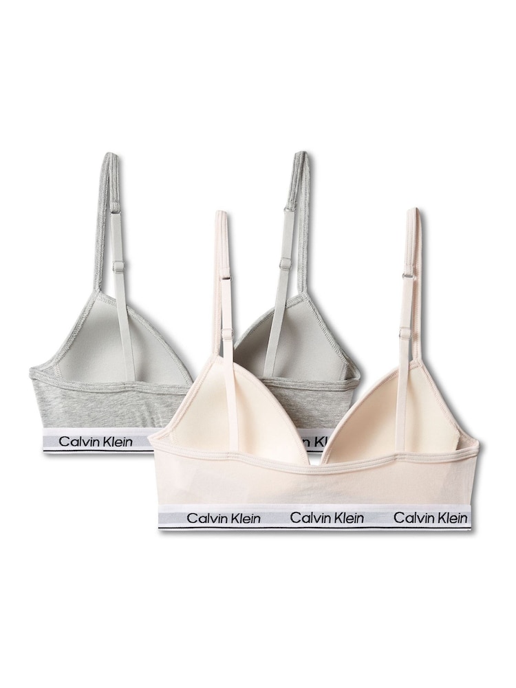 Calvin Klein Grey/Pink Triangle Bras 2 Pack - Image 3 of 3 Calvin Klein Grey/Pink Triangle Bras 2 Pack - Image 3 of 3