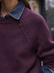Burgundy Red N.Premium Long Sleeve Crew Neck Sweater - Image 5 of 8