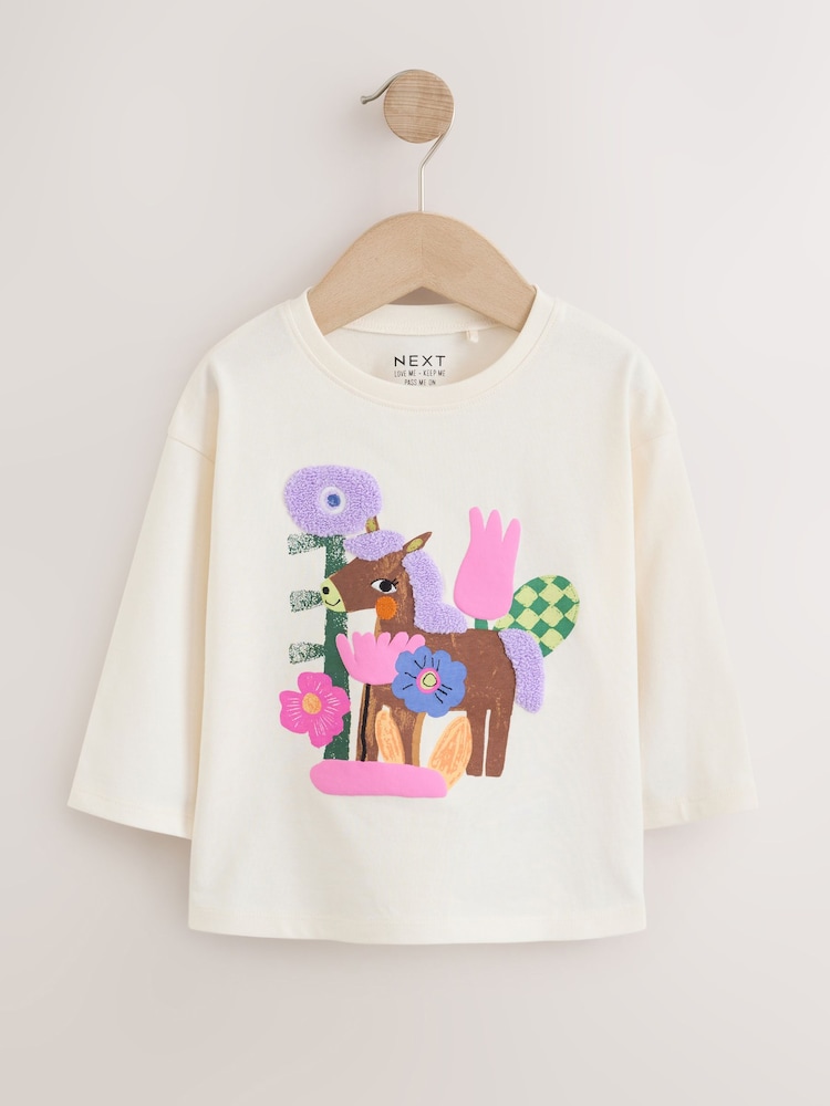 Ecru White - Long Sleeve na T-Shirt (3mths-7yrs) - Larawan 1 ng 4