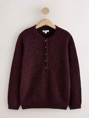 Burgundy Red N.Premium Knitted Long Sleeve Henley Jumper - Image 6 of 8