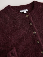 Burgundy Red N.Premium Knitted Long Sleeve Henley Jumper - Image 7 of 8