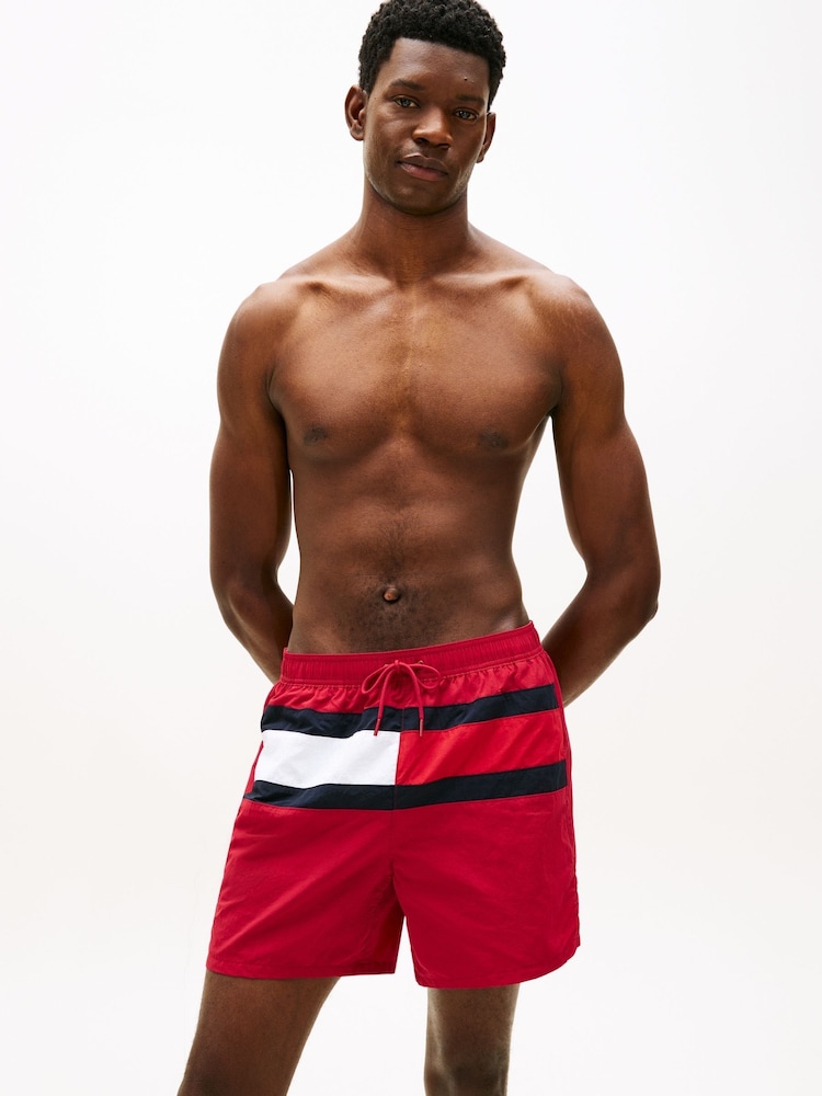 Tommy Hilfiger Red Swim Shorts - Image 1 of 5 Tommy Hilfiger Red Swim Shorts - Image 1 of 5