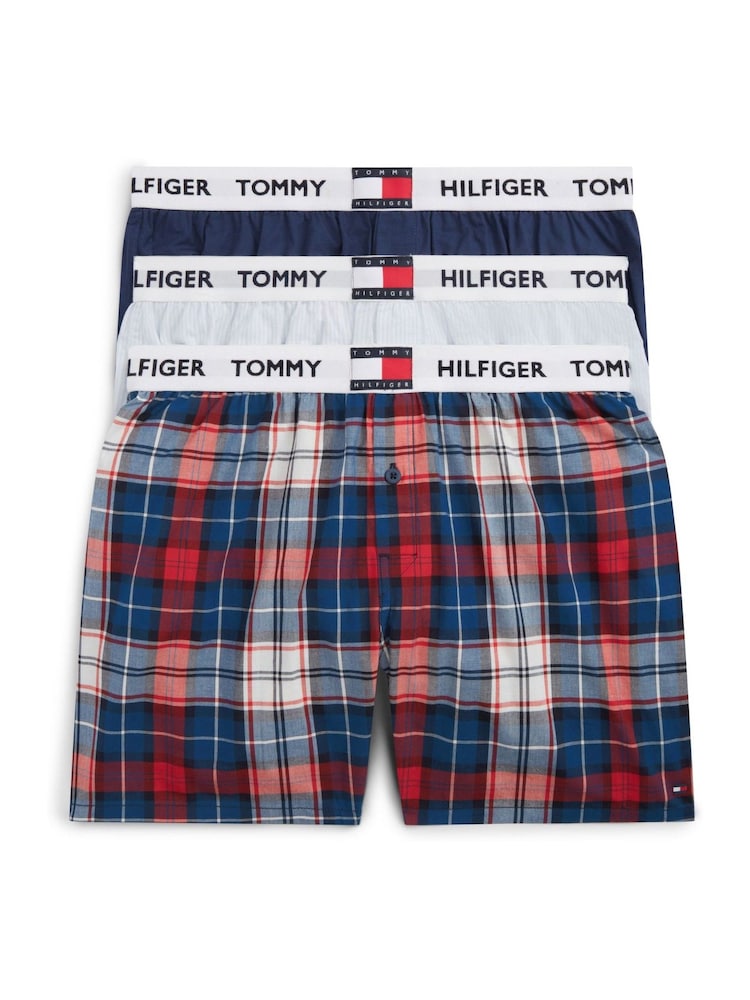 Tommy Hilfiger Blue Woven Boxers 3 Pack - Image 1 of 6