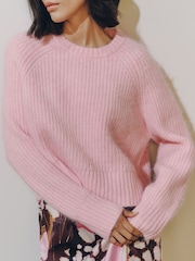 Pink/Butterfly Print 2 in 1 Jumper Lace Trim Dress - Image 5 of 9