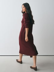 Burgundy Red Supersoft Crew Neck Long Sleeve Knit Dress - Image 3 of 8