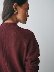 Burgundy Red Supersoft Crew Neck Long Sleeve Knit Dress - Image 4 of 8