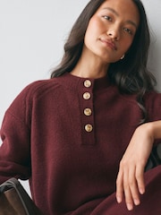 Burgundy Red Supersoft Crew Neck Long Sleeve Knit Dress - Image 5 of 8