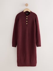 Burgundy Red Supersoft Crew Neck Long Sleeve Knit Dress - Image 6 of 8