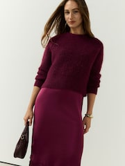 Berry Red 2 in 1 Jumper Lace Trim Dress - Image 2 of 7