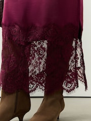 Berry Red 2 in 1 Jumper Lace Trim Dress - Image 4 of 7