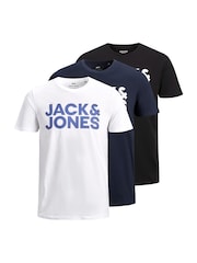 JACK & JONES Logo T-Shirts 3 Pack - תמונה 1 מתוך 7