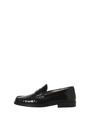 JACK & JONES Black Leather Penny Loafers - Image 2 of 7