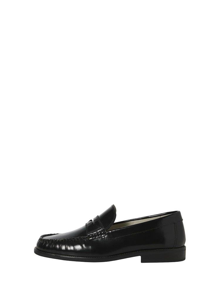 JACK & JONES Black Leather Penny Loafers - Image 2 of 7 JACK & JONES Black Leather Penny Loafers - Image 2 of 7