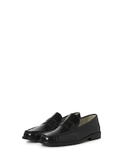 JACK & JONES Black Leather Penny Loafers - Image 3 of 7