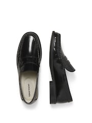 JACK & JONES Black Leather Penny Loafers - Image 5 of 7