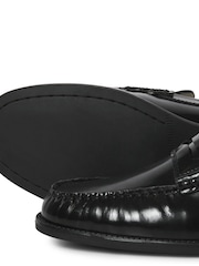 JACK & JONES Black Leather Penny Loafers - Image 6 of 7
