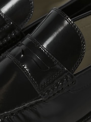 JACK & JONES Black Leather Penny Loafers - Image 8 of 8