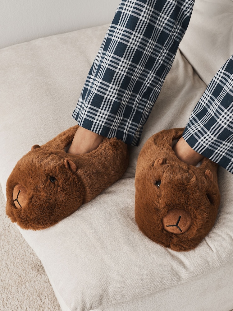 Brown 3D Capybara Slippers - Image 1 of 7 Brown 3D Capybara Slippers - Image 1 of 7