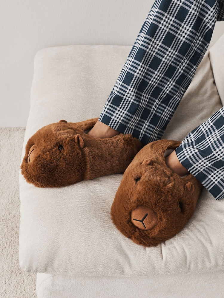 Brown 3D Capybara Slippers - Image 2 of 7 Brown 3D Capybara Slippers - Image 2 of 7