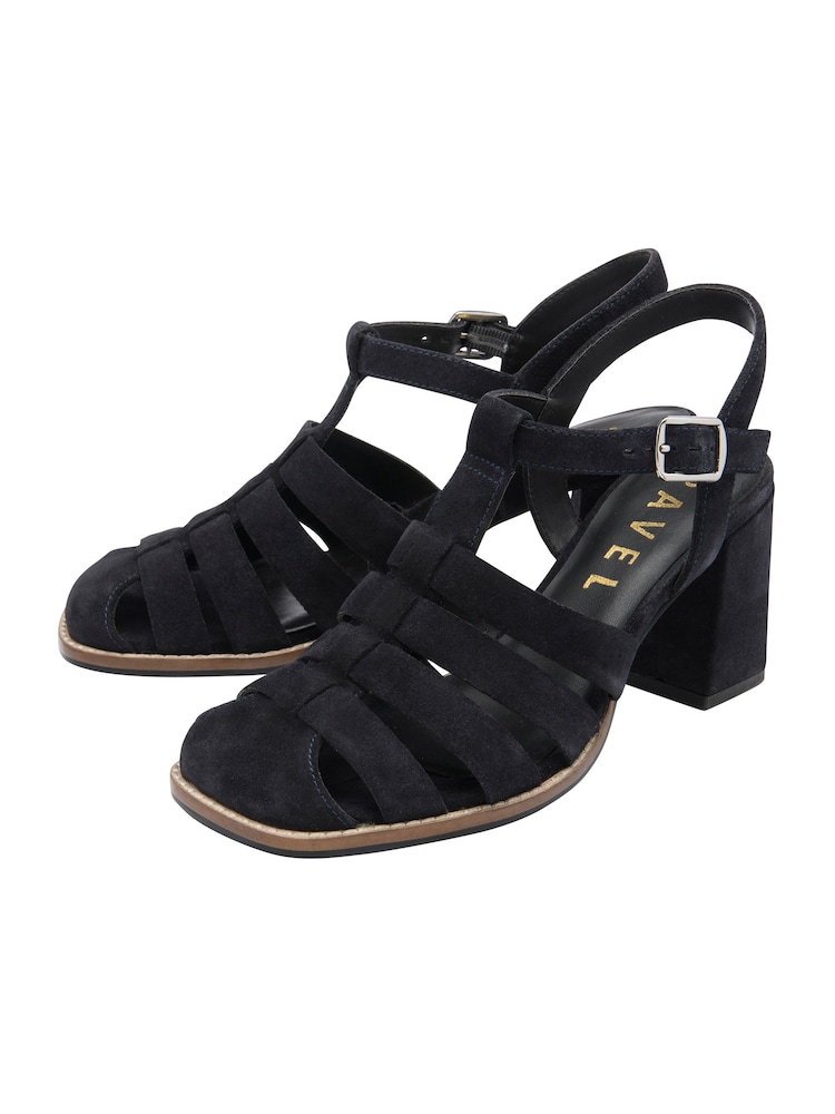 Ravel Blue Suede Block-Heel Sandals - Image 2 of 4