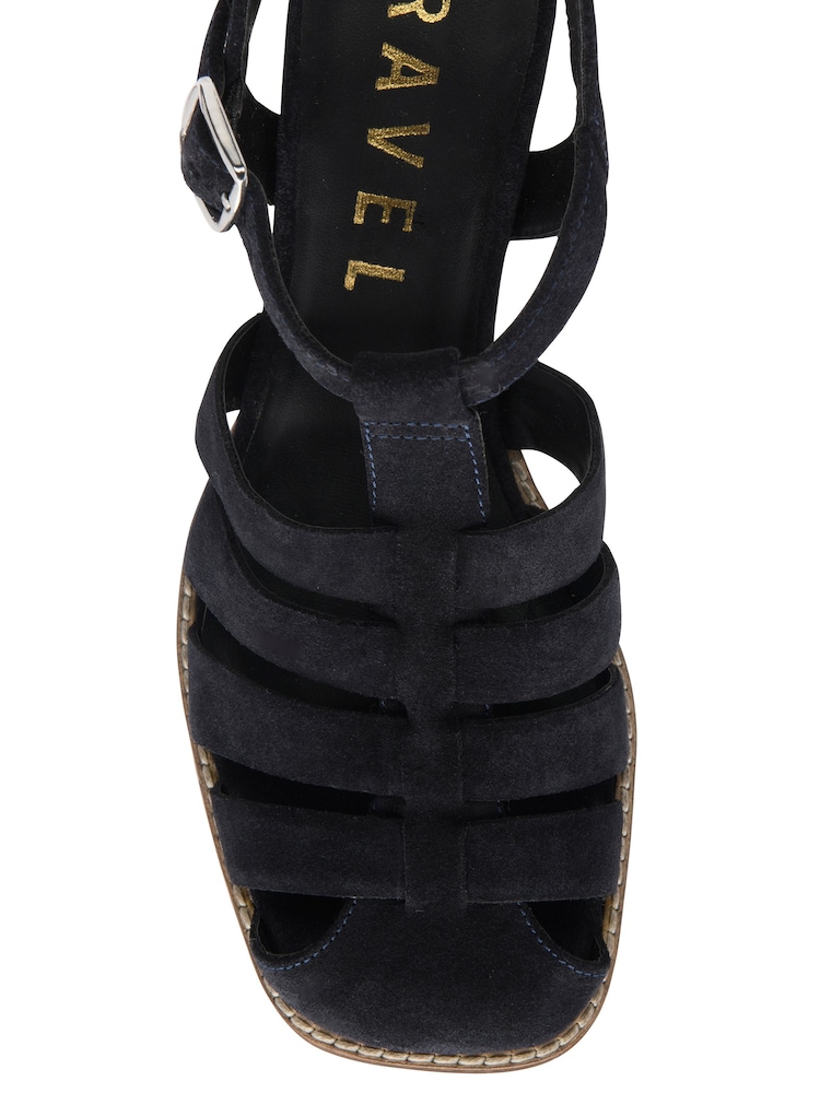 Ravel Blue Suede Block-Heel Sandals - Image 4 of 4