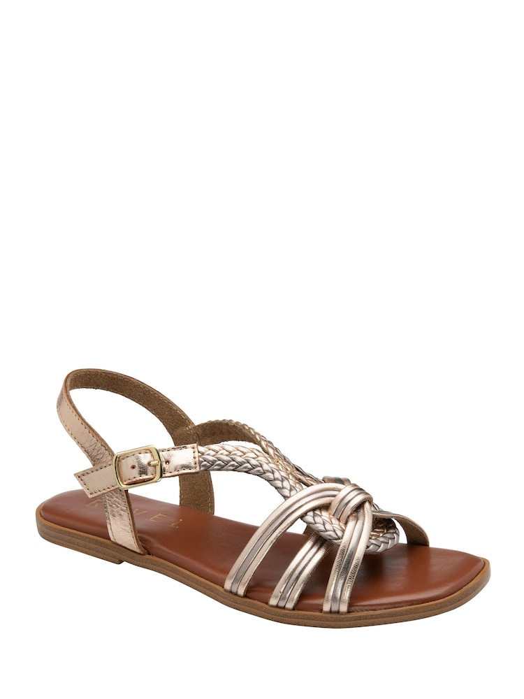 Ravel Gold Leather Flat Sandals - Image 1 of 4 Ravel Gold Leather Flat Sandals - Image 1 of 4