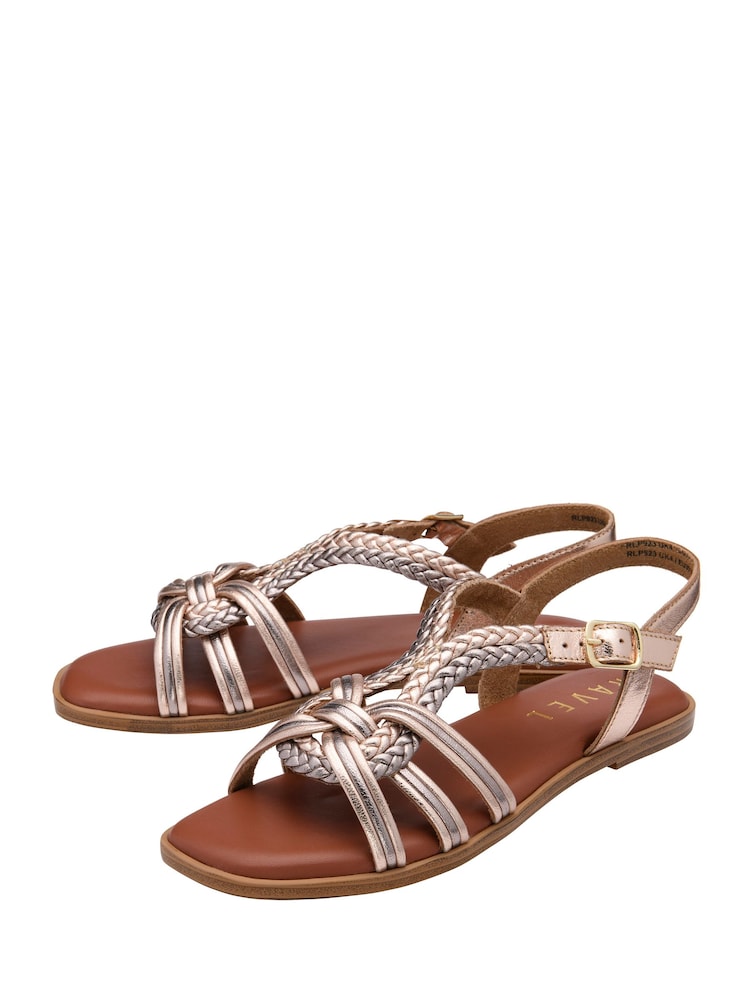 Ravel Gold Leather Flat Sandals - Image 2 of 4 Ravel Gold Leather Flat Sandals - Image 2 of 4
