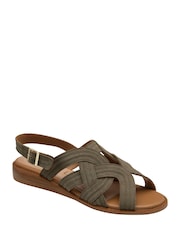 Ravel Green Leather Flat Sandals - Image 1 of 4