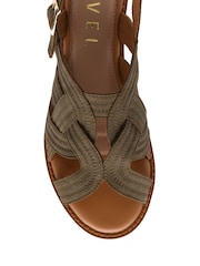 Ravel Green Leather Flat Sandals - Image 4 of 4