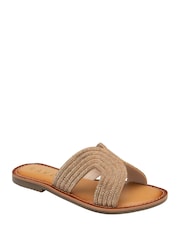 Ravel Gold Leather Mule Sandals - Image 1 of 4