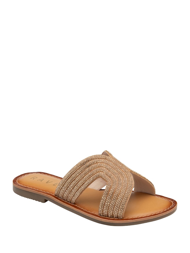 Ravel Gold Leather Mule Sandals - Image 1 of 4