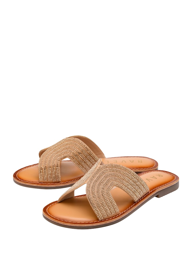 Ravel Gold Leather Mule Sandals - Image 2 of 4