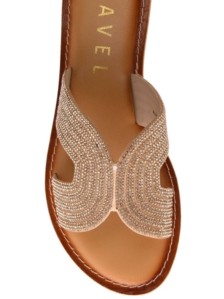 Ravel Gold Leather Mule Sandals - Image 4 of 4