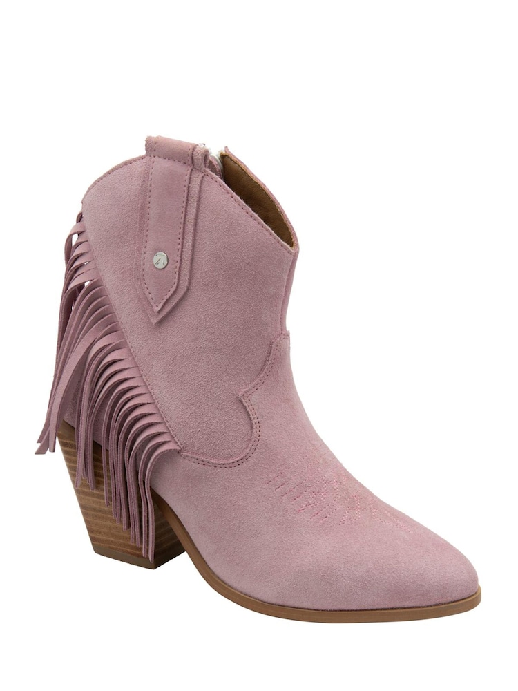 Ravel Pink Suede Heeled Ankle Boots - Image 1 of 4 Ravel Pink Suede Heeled Ankle Boots - Image 1 of 4
