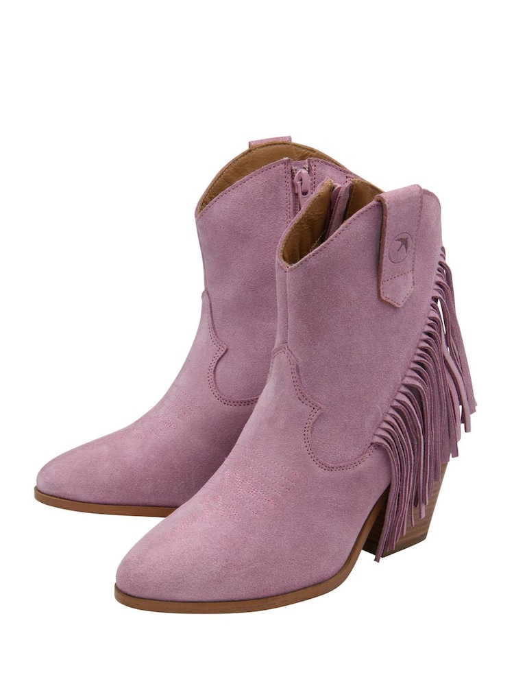 Ravel Pink Suede Heeled Ankle Boots - Image 2 of 4 Ravel Pink Suede Heeled Ankle Boots - Image 2 of 4