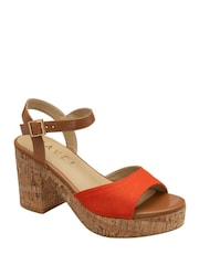 Ravel Orange Block Heel Sandals - Image 1 of 4