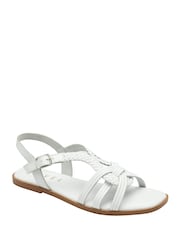 Ravel White Leather Flat Sandals - Image 1 of 4