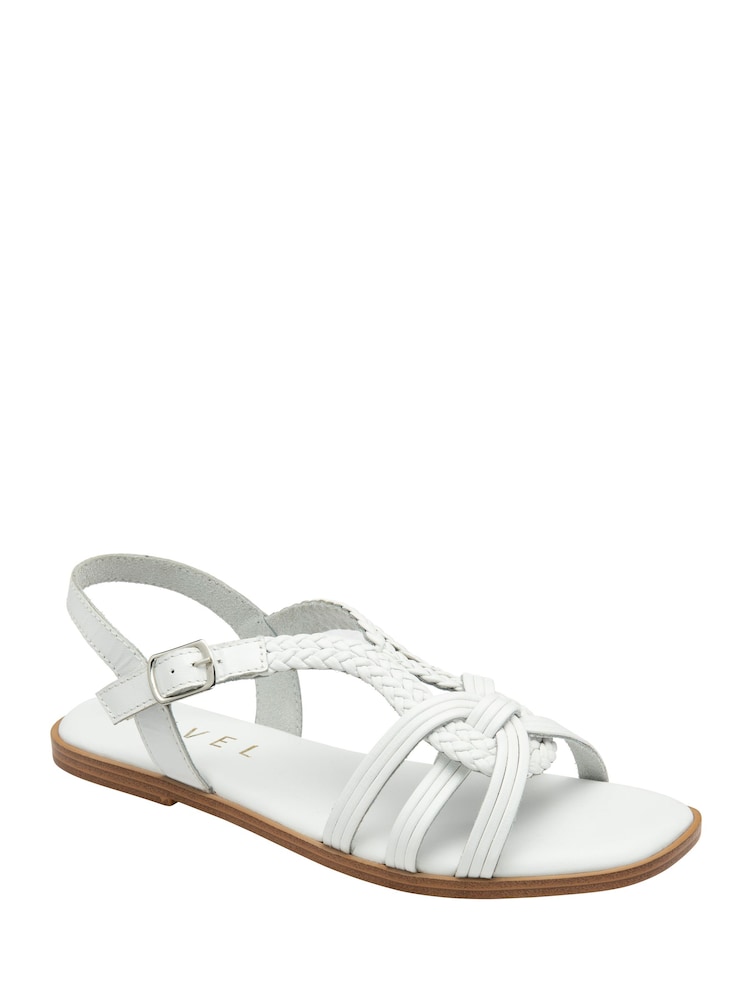Ravel White Leather Flat Sandals - Image 1 of 4 Ravel White Leather Flat Sandals - Image 1 of 4