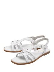 Ravel White Leather Flat Sandals - Image 2 of 4