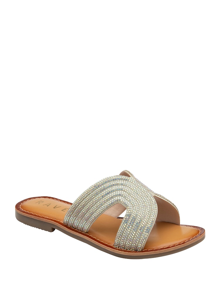Ravel Silver Leather Mule Sandals - Image 1 of 4