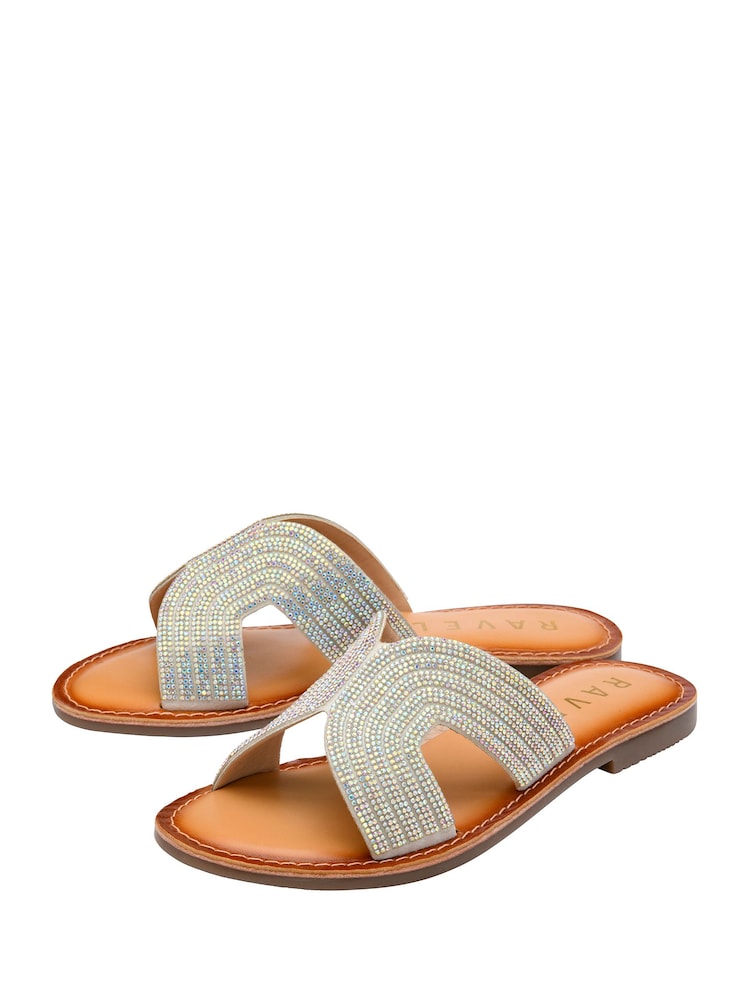 Ravel Silver Leather Mule Sandals - Image 2 of 4