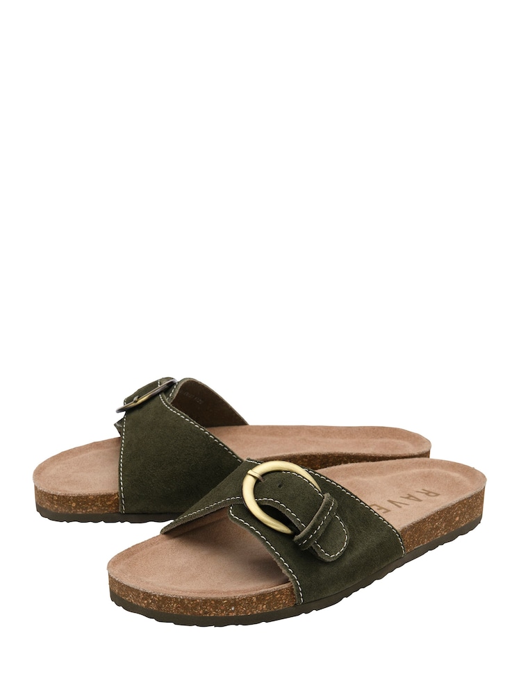 Ravel Green Suede Mule Sandals - Image 2 of 4 Ravel Green Suede Mule Sandals - Image 2 of 4
